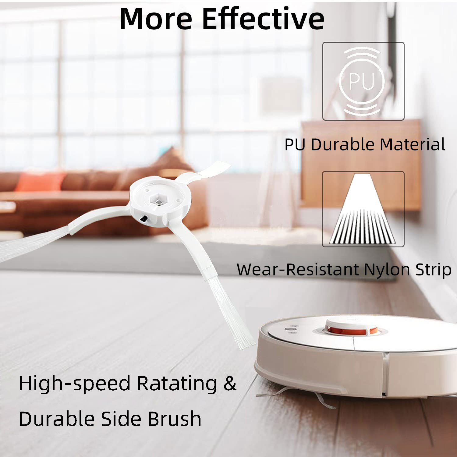 Compatible con Xiaomi Mi Robot Vacuum Cleaner 1/1S SDJQR01RR SDJQR02RR SDJQR03RR Roborock E3, S4, S4 Max, S5: cepillo principal, cepillo lateral, filtro HEPA