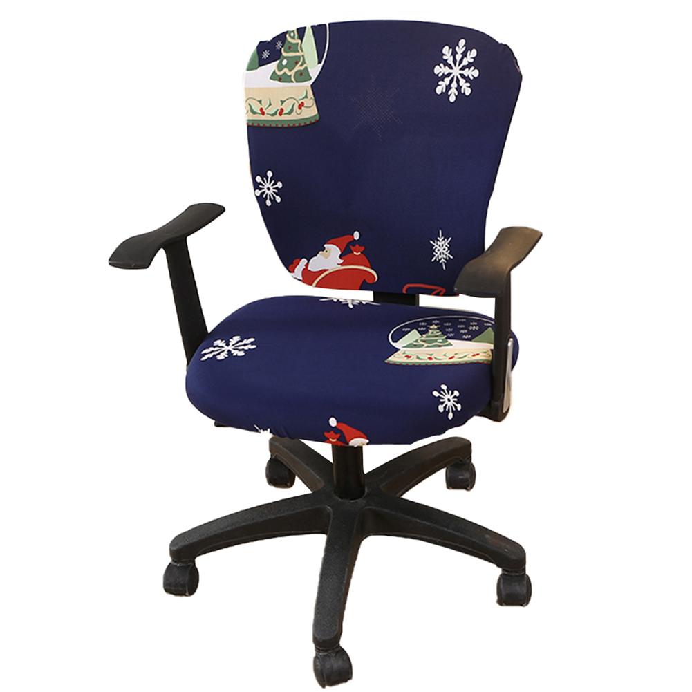 Housse de chaise d'ordinateur élastique extensible universelle couverture de chaise de bureau imprimée Spandex pour le dos et la Base de chaise de bureau d'étude à la maison: L