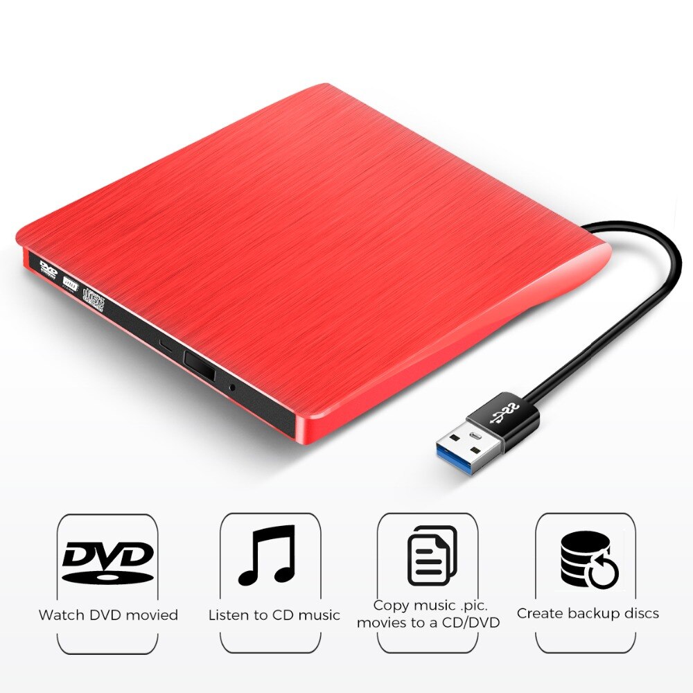 Yiyayo usb 2.0 dvd rw-brænderforfatter ekstern cd-drev optisk drevlæser portatil cd-rom-afspiller til hp laptop macbook imac