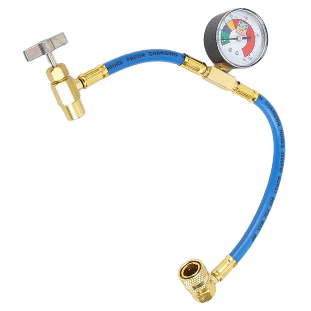 FIXFY 5-in-1 – complete set: slang met manometer en adapter 2 x reservekoelmiddel R1234YF (olie, afdichtmiddel, droogmiddel, uv-kleurstof) – voor voertuigen vanaf bouwjaar 2017 – zelf de