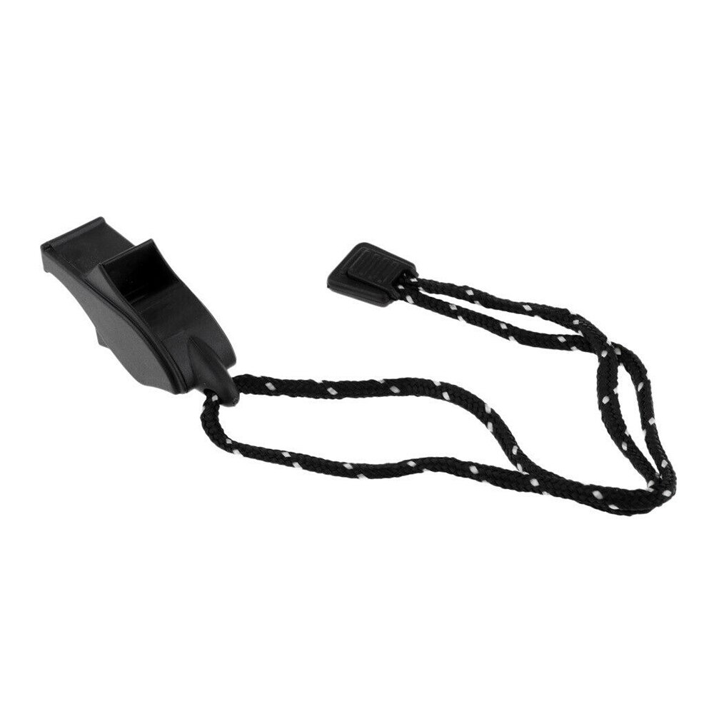 10Pcs Match Whistle Plastic Outdoor High Decibel Camping Emergency Whistle with Lanyard: Black