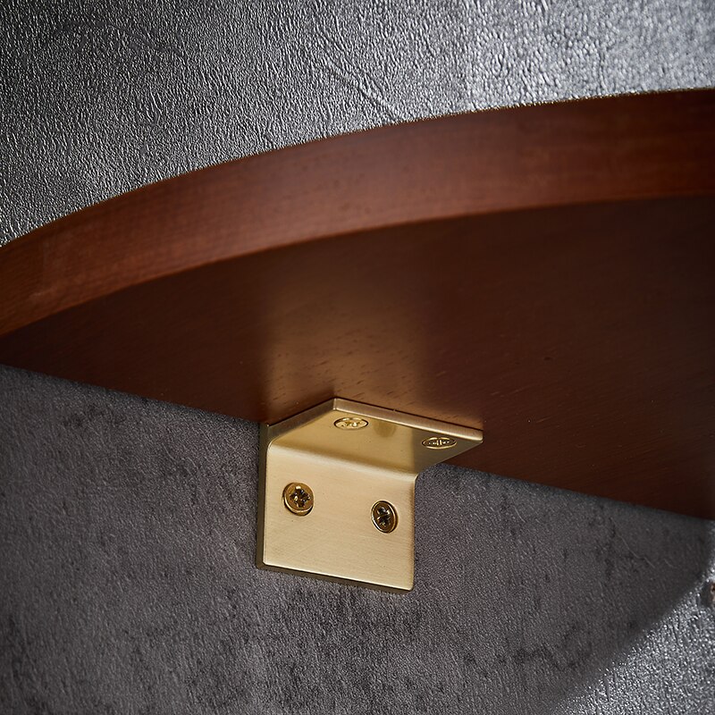 Bathroom solid wood triangle rack bathroom shower room wall hanging shelf without punching Chinese red oak storage rack