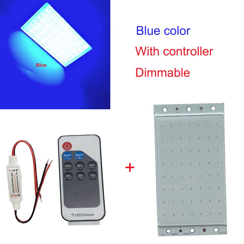 Panneau lumineux LED 12V 15W COB avec contrôleur de gradation 1500lm, 2 pièces/lot, ampoule blanche froide naturelle chaude pour la décoration de travail de bricolage: With controller blue