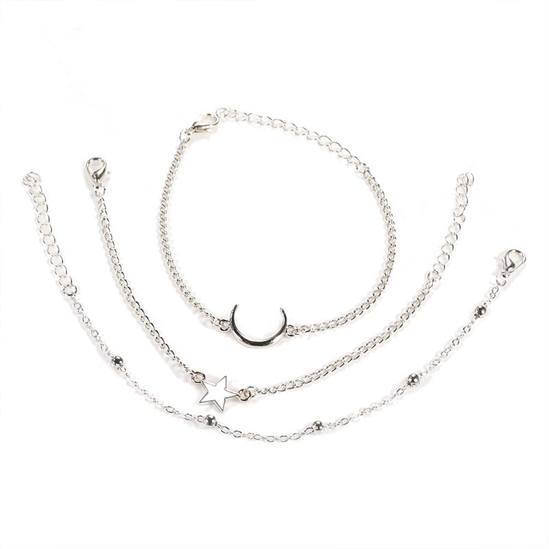 3-stück Einfache Sterne Mond Perle Metall Armbinde einstellen charmant frauen Hochzeit Silber Farbe Armbinde Mädchen Partei schmuck