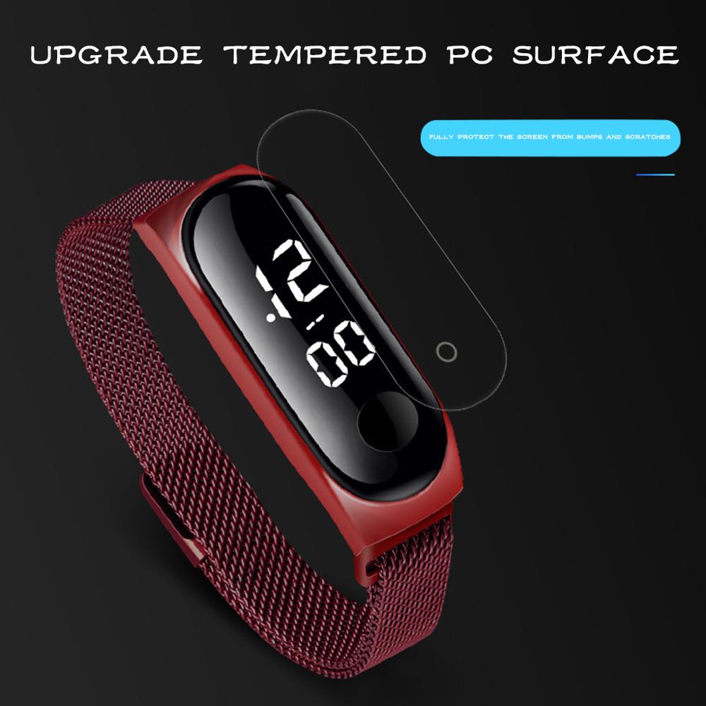Correa de Metal de acero inoxidable para hombres y mujeres, relojes deportivos electrónicos LED, reloj de lujo para vestir, reloj Digital para mujeres y mujeres