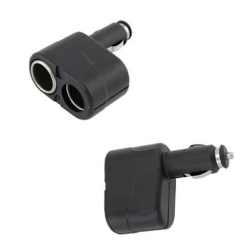 Black Auto Car Cigarette Lighter Socket 2 Way Splitter Adapter