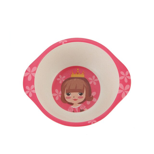 Bol de bébé en fibre de bambou plats pour enfants, bol d'alimentation naturel vaisselle pour enfants table dessin animé: Princess