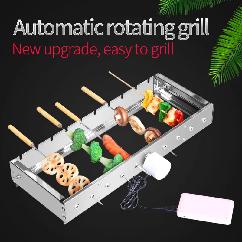 Niet Beperkt Tot Het Roosteren Van Naalden Die Automatisch De Plank Omdraaien Die De Breedte Van De Barbecuegrill 5V Rollende Spiesjes
