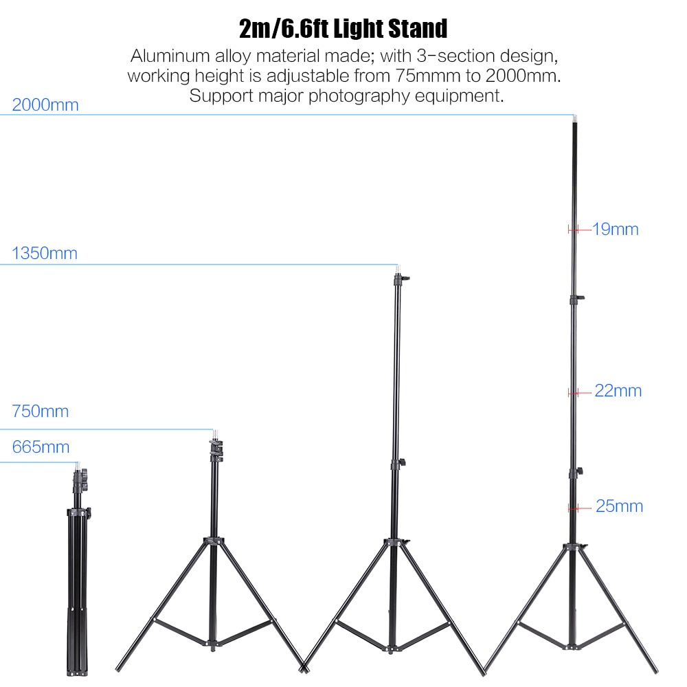 Foto Studio Verlichting Kit Set 2 Meter 6.6Ft Licht Stand 33 Inch Wit Zacht Licht Paraplu 45W Gloeilamp swivel Light Socket