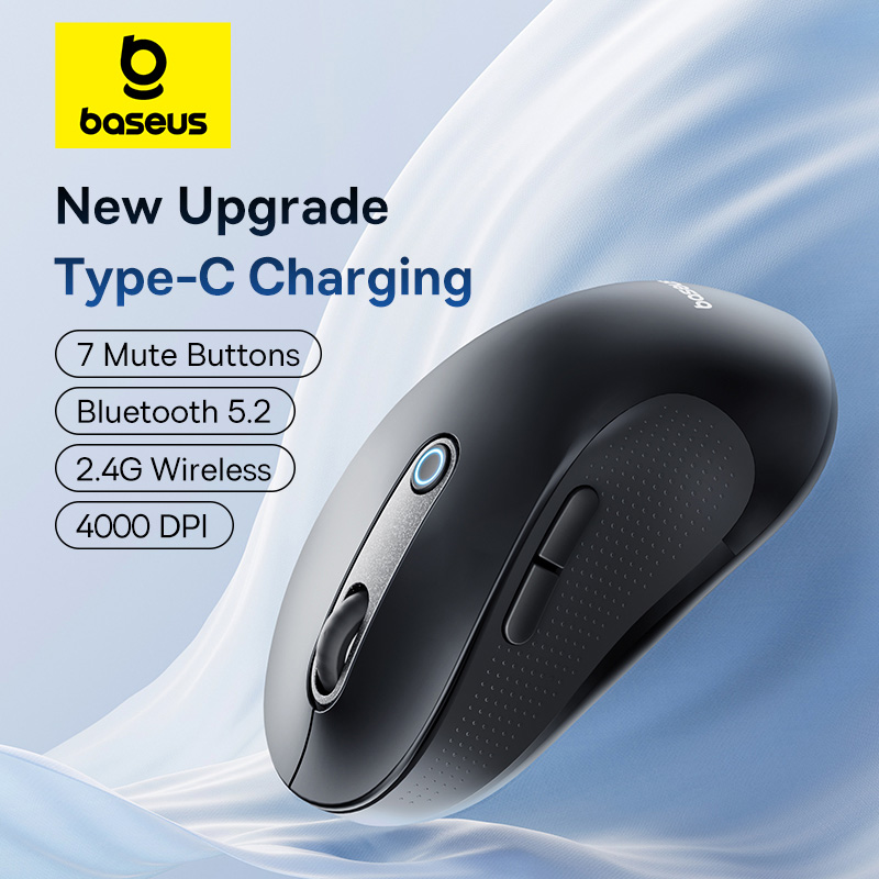 upgrade】Baseus oplaadbare draadloze muis Type-C Opladen Bluetooth 5.2 4000 DPI Computer Laptop Mute Muizen Ergonomische muis