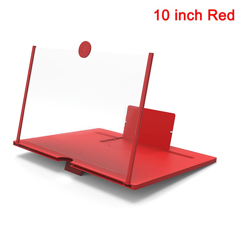 10/12 inch 3D High Definition Mobile Phone Screen Video Amplifier With Magnifying Folding Phone Desk Holder For Smartphone IPAD: 10 inch Red
