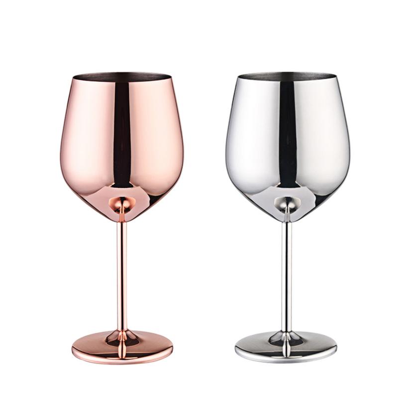 Wine Glasses Copper Silver Rose Gold Stainless Steel Goblet Juice Drink Champagne Goblet Party Barware Kitchen Tool 500ML