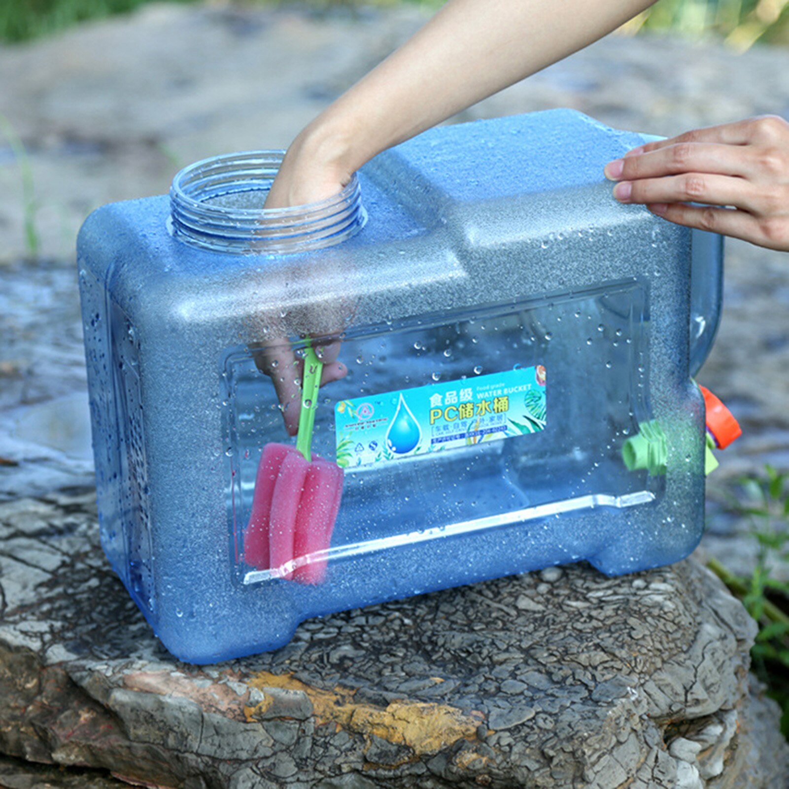 5/8/12L Self-driving Portable Water Tank Container with Faucet Car Driving Camping Hiking PC Thickened Water Bucket Container