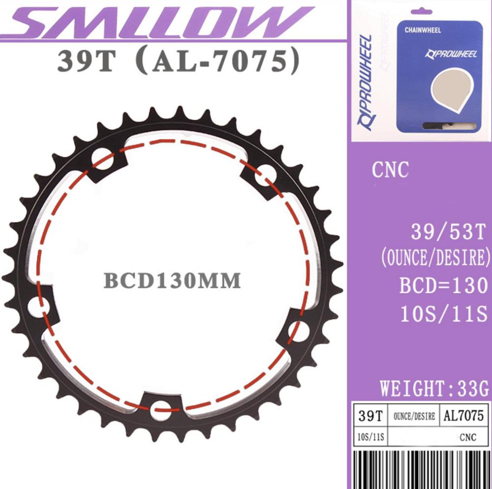 Prowheel Road Bike Chainwheel 8/9/10/11 Speed 53/50/39/34T BCD 110/130mm Bike Chainring Steel Aluminum Alloy Bike Accessories: 39T AL7075