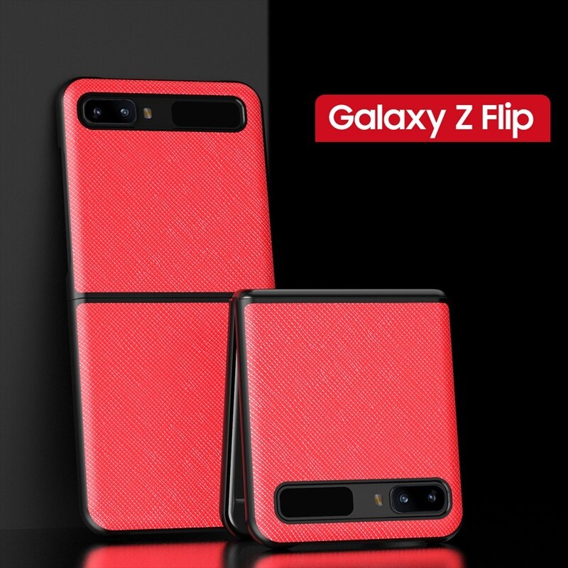Luxus Kohlenstoff Fiber fallen Für Samsung Z kippen Litschi Getreide Kreuz Textur Leder Telefon Abdeckung Für Galaxis ZFlip Klapp Halfter: kohlefaser rot