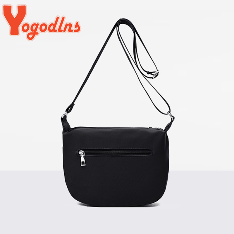 Yogodlns Schwarz Nylon Schulter Taschen Frauen Handtasche Klassische Sport Umhängetasche Schulranzen Damen Kreuz-körper Schlinge tasche
