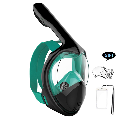 Full Face Snorkeling Masks Panoramic View Anti-fog Anti-Leak Swimming Snorkel Scuba Underwater Diving Mask GoPro Compatible: MintGreen / L/XL