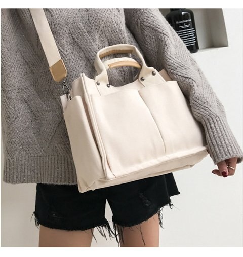 Sac à main en coton tendance pour femmes, sac à bandoulière en toile de grande capacité pliable et réutilisable, sacoche de Shopping, fourre-tout pour dames