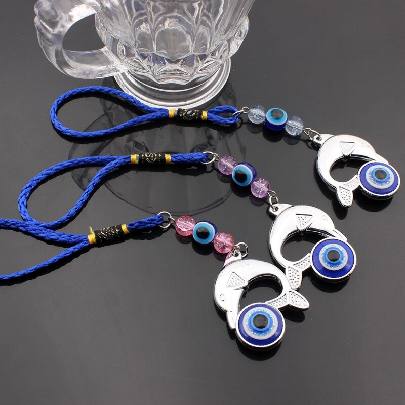 Turks Blauwe Boze Oog Dolfijn Hanger Amuletten Lucky Charm Opknoping Ornament Voor Thuis Slaapkamer Woonkamer Auto Decoratie Housewarm