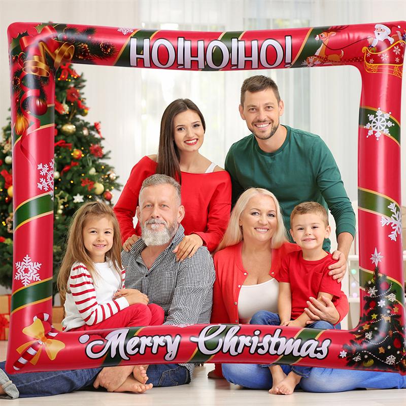 2Pcs Christmas Decoration Photo Booth Props Christmas Inflatable Photo Holder Frame Photo Props Photo Booth Props for Party