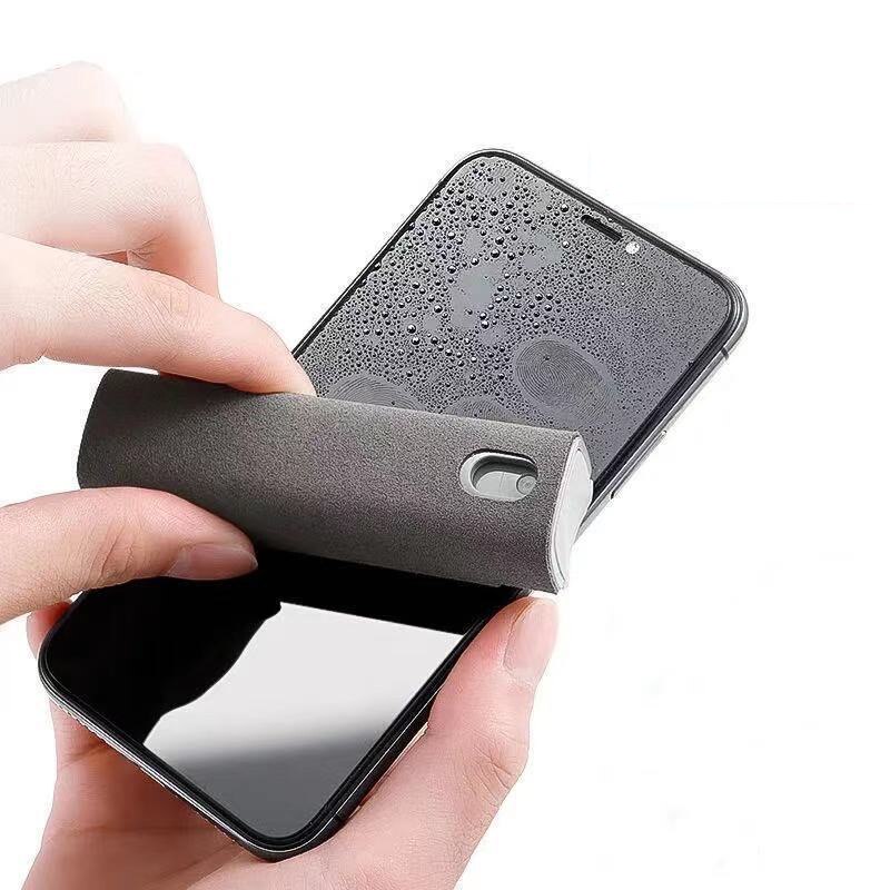 2 In 1 Phone Screen Cleaner Spray Computer Screen Dust Removal Microfiber Cloth Set Cleaning Artifact Without Cleaning Liquid