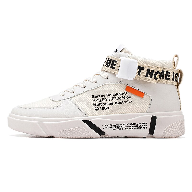 Schoenen voor heren witte herenschoenen heren casual schoenen winter canvas schoenen heren ademende hoge top niet-leren casual 7.5: Beige / 7