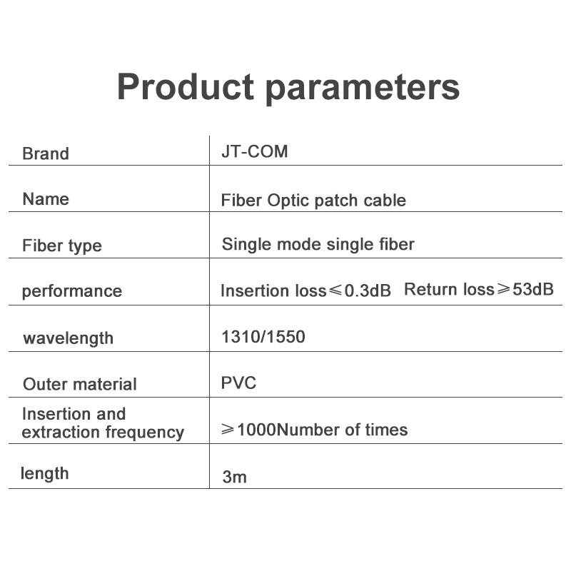 3M Fiber Optic Patch Cable SC/FC/ST/LC UPC Fiber Connector Single Mode Single Core Optical Fiber Patch Cord