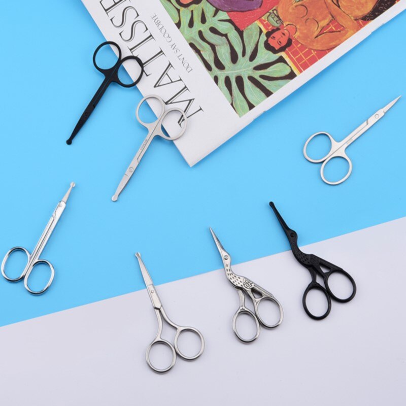 Nose hair scissors men's stainless steel safety manual nose hair trimmer women's eyebrow trimming small scissors