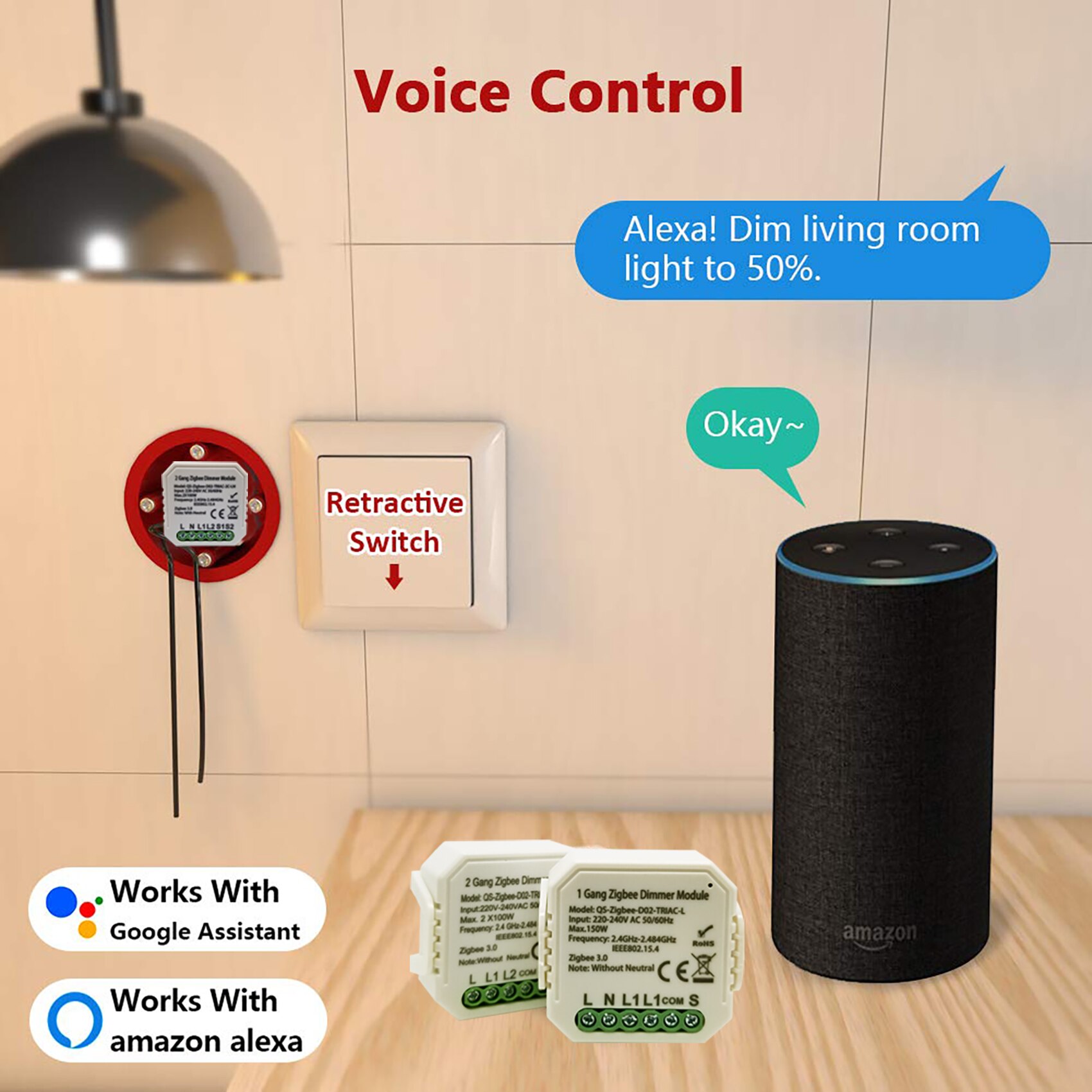 Tuya Zigbee Smart Switch Dimmer Module 110-240V Home Automation module Voice Control Work With Google Home/Alexa/Siri