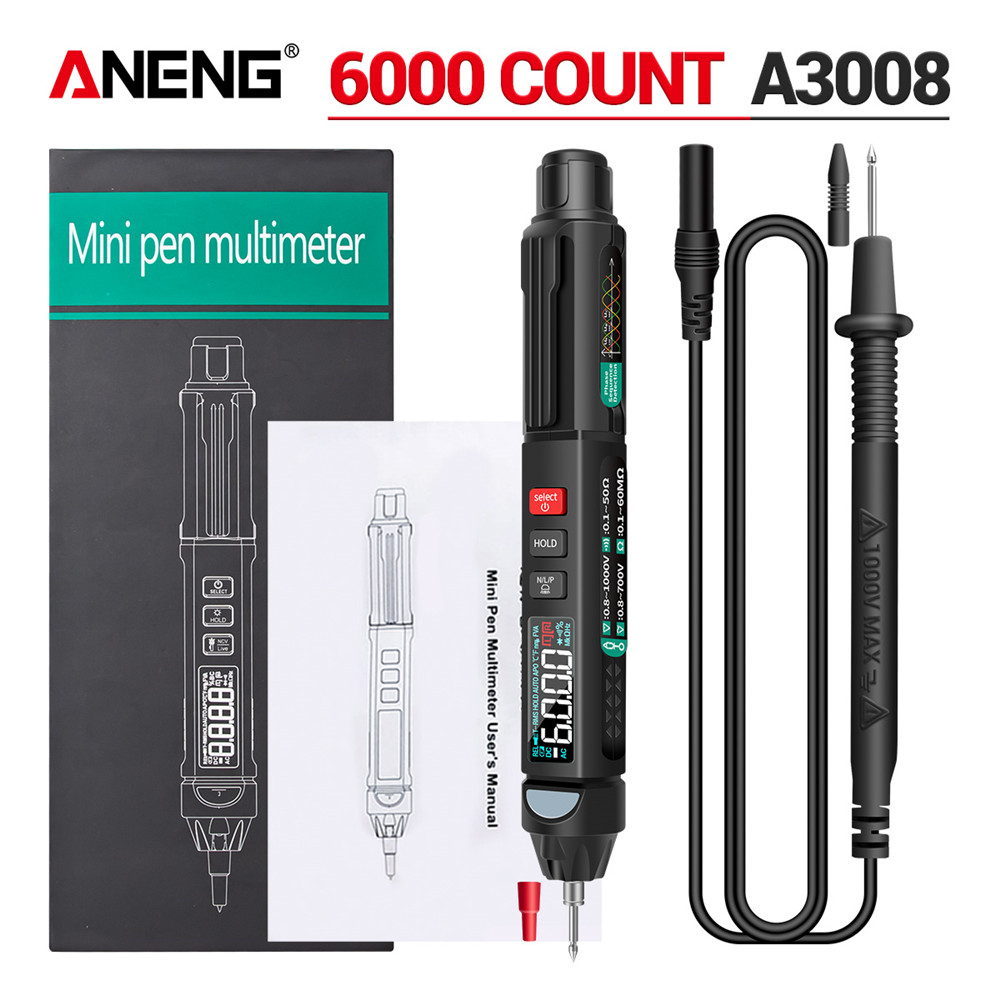 Aneng  a3008 digital multimeter automatisk intelligent sensor penntestare 6000 siffror beröringsfri spänningsmätare multimeter polimetro: Rosa