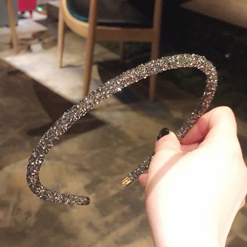 Dunne Kant Haarbanden Met Rhinestone Super Flash Hoofdband Dunne Kant Wilde Temperament Eenvoudige Hoofdband Flash Hoofddeksels Voor Vrouwen