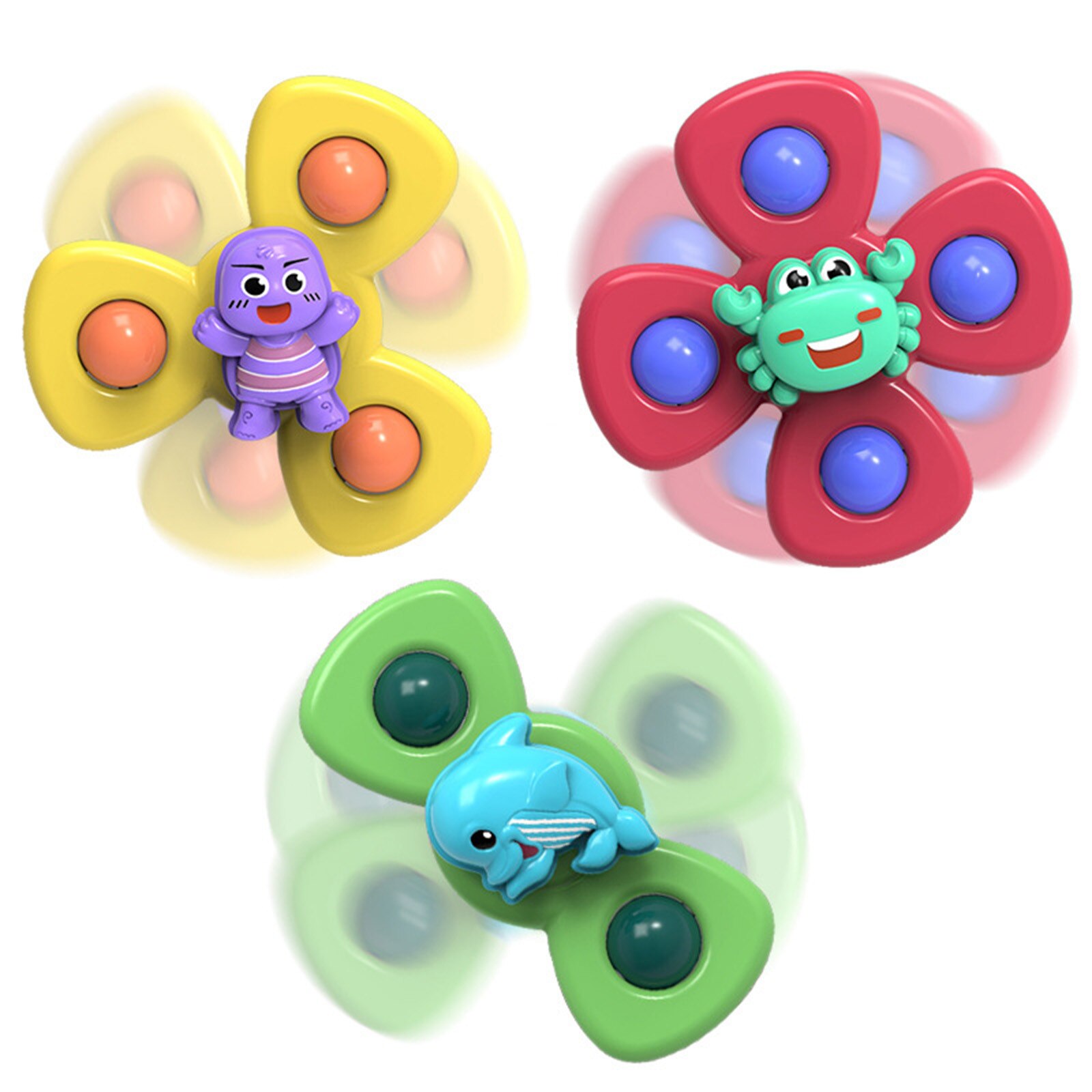 3Pc Baby Spinning Gyro Speelgoed Dier Sucker Roterende Schijf Stress Windmolen Spinning Gyro Spinning Baby Speelgoed L4