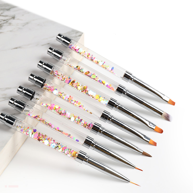 Bqan lantejoulas unha arte uv gel acrílico francês pintura escova flor design listras linhas forro diy desenho caneta manicure ferramenta