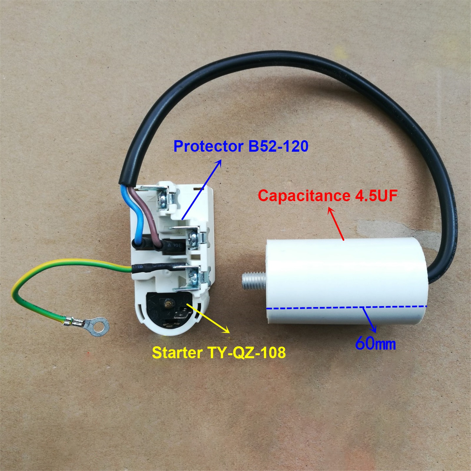 For Haier Refrigerator Starter Protector TY-QZ-108 Compressor Relay Accessories with 4.5UF Capacitor