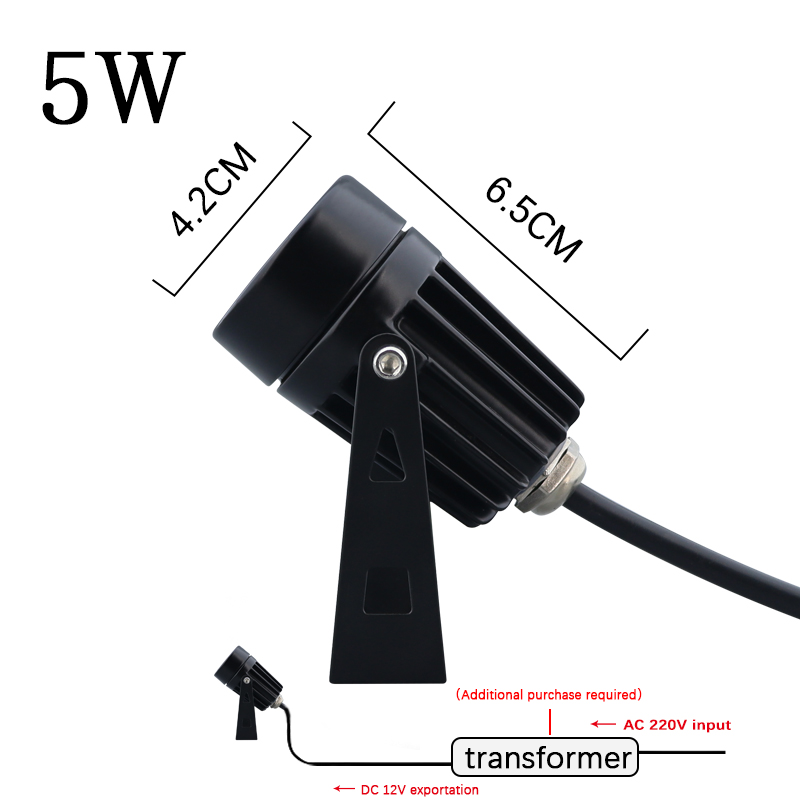 Lampe de pelouse LED COB, 15W, 10W, 20W, 25W, 5W, éclairage extérieur de jardin, éclairage étanche, chemin de jardin LED, projecteurs AC85-265V DC12V: green / 0-5W