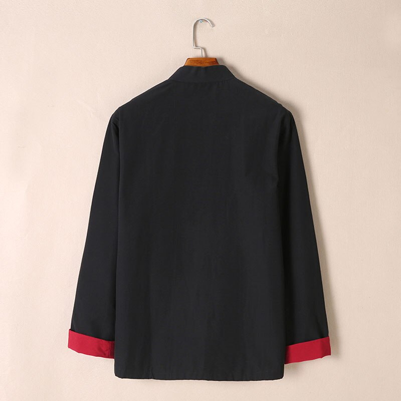Umorden Pure Cotton Two Layer Traditional Chinese Outfit Tang Suit Long Sleeve Hanfu Top Kung Fu Coat Jacket Uniform for Men