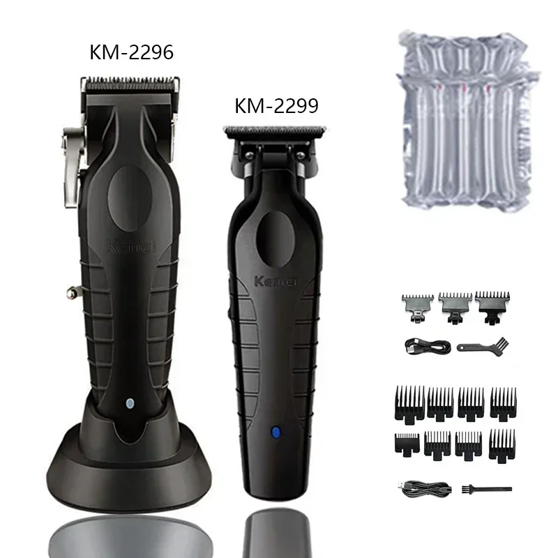 Kemei KM-2296 KM-2299 KM-1102 kit máquina de cortar cabelo profissional barbeador elétrico masculino máquina de corte de cabelo máquina aparador masculino: Preto
