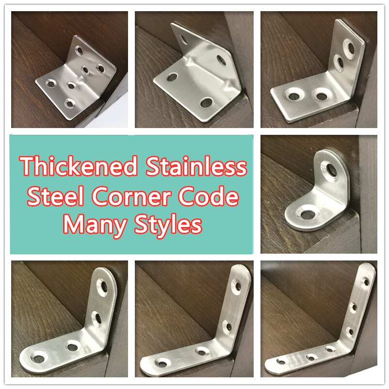 Stainless Steel L-shaped Angle Bracket 90 Degree Holder Furniture Connector Partition Triangle Fixed Block Laminated Bracket
