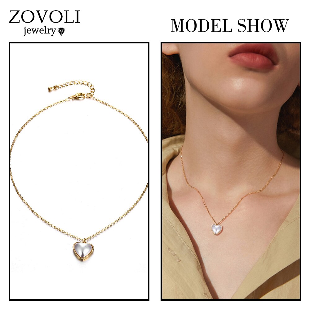 ZOVOLI Kpop Perle Perlen Halsband Halskette Doppel Layered Gold Ketten Perle Anhänger Halsketten Für Frauen Trendy Schmuck: ZLNA1554