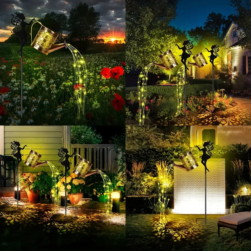 Solcelledrevne vannkannelys utendørs hagedekor vanntett solcelledrevet hagelampe for utendørs hage plen terrasse festdekorasjoner