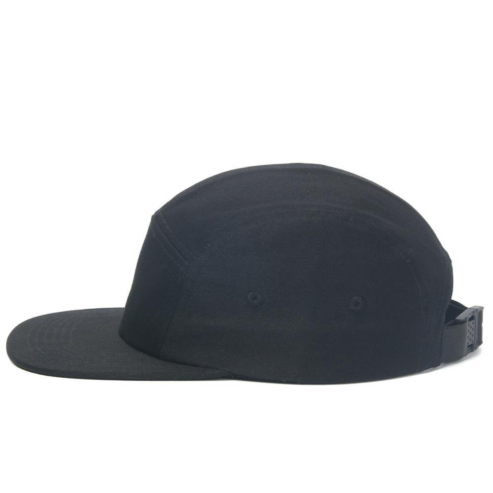 DongKing 5 Panels Cap Short Brim Hat Flat Bill Cotton Blank Camping Hats Solid Colors Low Crown Classic Adjustable: Black