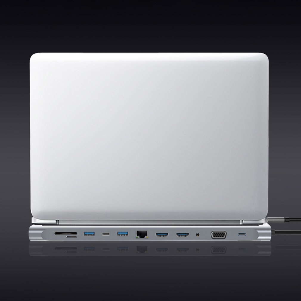 Th1201 12 in 1 type-c grijze usb 3.0 usb 2.0 2 hdmi kaartlezer oplaadhub voor huishoudelijke computeraccessoires