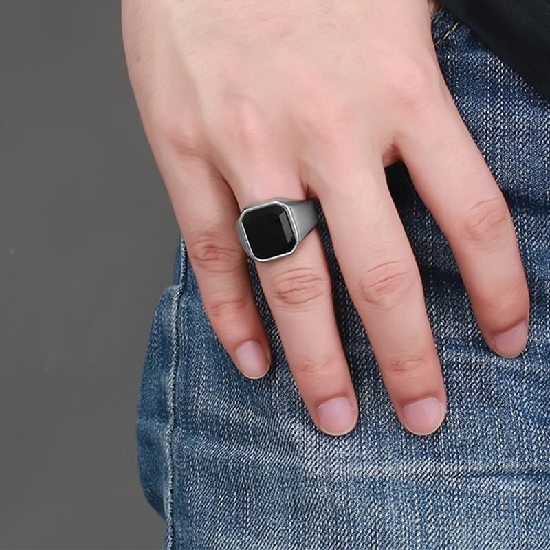 Men's Ring 316 Stainless Steel Signet Solid Man Ring Simple Biker Unique Ring For Men Vintage Steel Jewelry