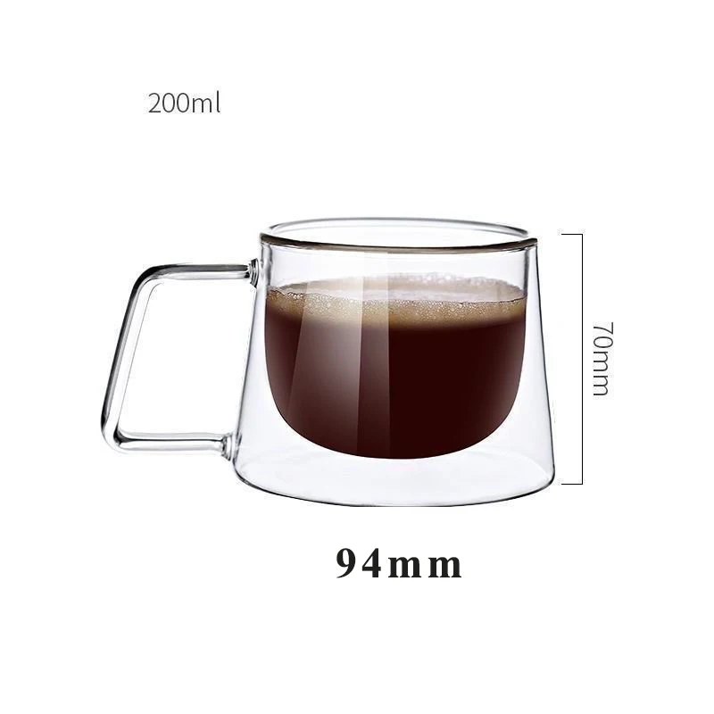 200ml szklany kubek robić kawy z podwójnymi ściankami francuski kreatywny kubek żaroodporny kubek robić Espresso kubek termoizolacyjny zestaw naczyń robić picia herbaty i wody