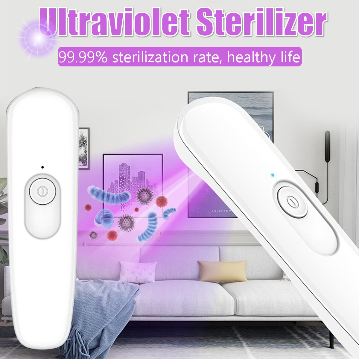 LED Portable UV Sterilize Germicidal Lamp Home Handheld Disinfection Light Bulb Ultraviolet For Home Office Indoor Outdoor