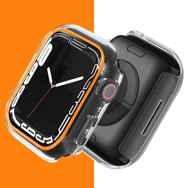Funda luminosa para Apple Watch, Protector de parachoques para PC de 44mm, 45mm, 41mm, 38, 42 y 40mm, accesorios para iWatch 9/8/6/5/4/2/SE: Rose Gold / 2 - 3,9 pulgadas