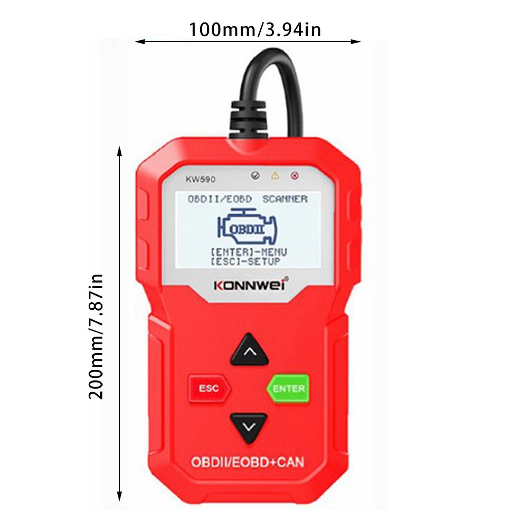 KW590 OBDII/EOBD Scanner Car Code Reader Car Diagnostic Scan Tool With Easy-to-Read LCD Display Portable Bag