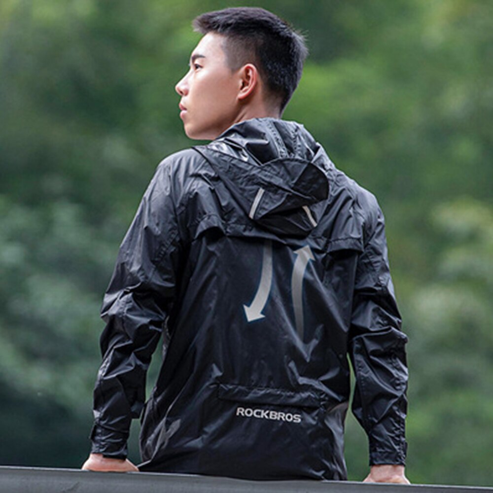 ROCKBROS-chubasquero de ciclismo para hombre, impermeable, reflectante, transpirable, con capucha, portátil, para deportes al aire libre, equipo de ciclismo