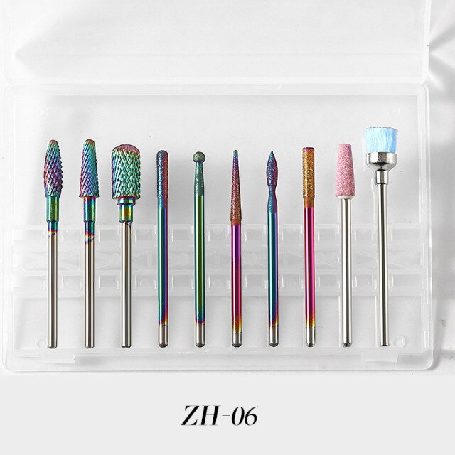10 Stks/doos Nail Cone Tip Keramische Boren Elektrische Cuticle Schoon Rotary Voor Manicure Pedicure Slijpen Hoofd Sander Tool: F