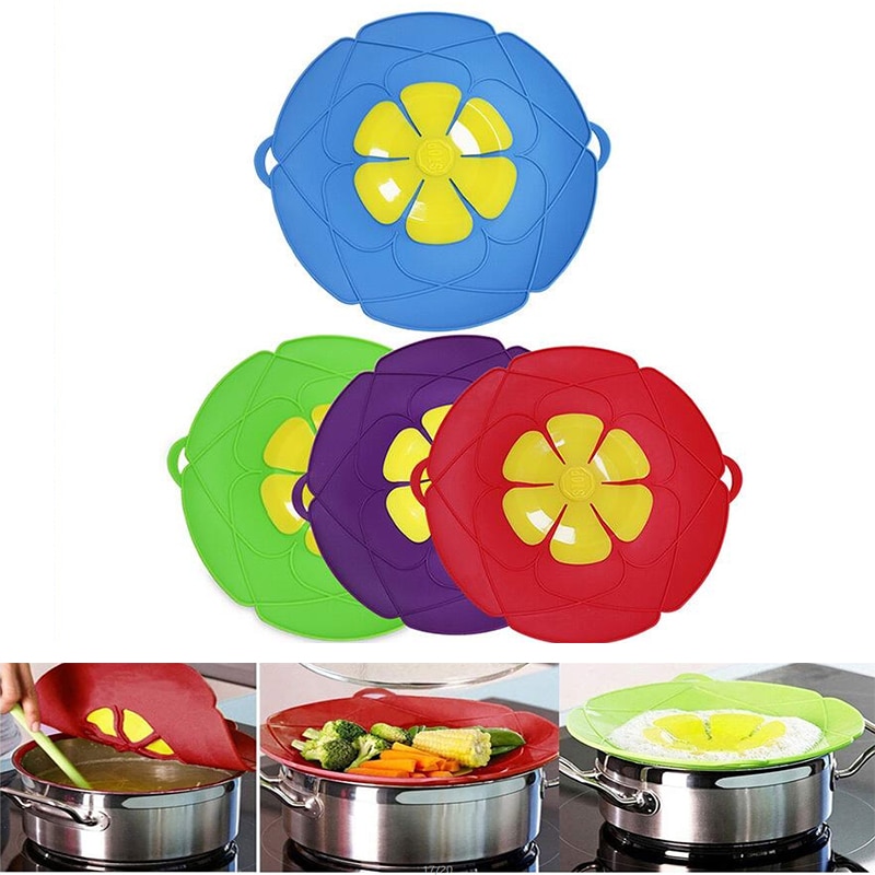 Spill Stopper Silicone Lids Cover Boil Over Safeguard Anti Spill Lid Cover Pot Pan Lid Multi-Function Cooking Kitchen Tools